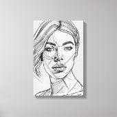 Abstract monochroom lijnkunstportret canvas afdruk (Voorkant)