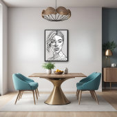 Abstract monochroom lijnkunstportret poster