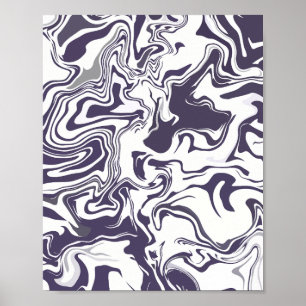 Abstract monochroom marmer met Midnight Navy Poster