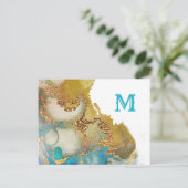 Abstract monogram Blauwgroen goudgulden Waterverf Briefkaart (Staand voorkant)