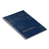Abstract monogram Elegant Navy Blue Gold Chic Notitieboek (Rechterzijde)