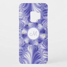 Abstract monogram Elegant Silky Blue Fractal iPhone 16 Hoesje