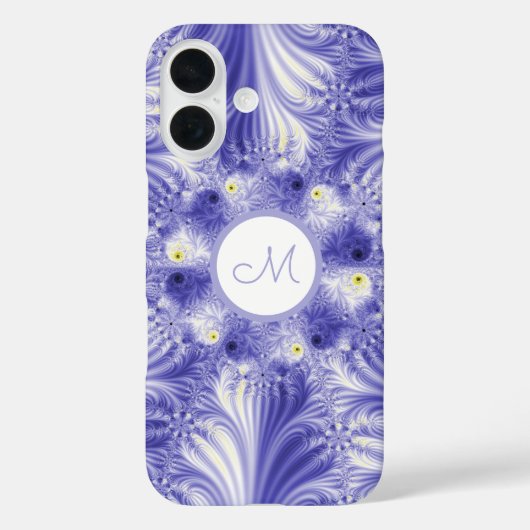 Abstract monogram Elegant Silky Blue Fractal Case-Mate iPhone Case (Achterkant)