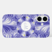 Abstract monogram Elegant Silky Blue Fractal Case-Mate iPhone Case (Achterkant (horizontaal))