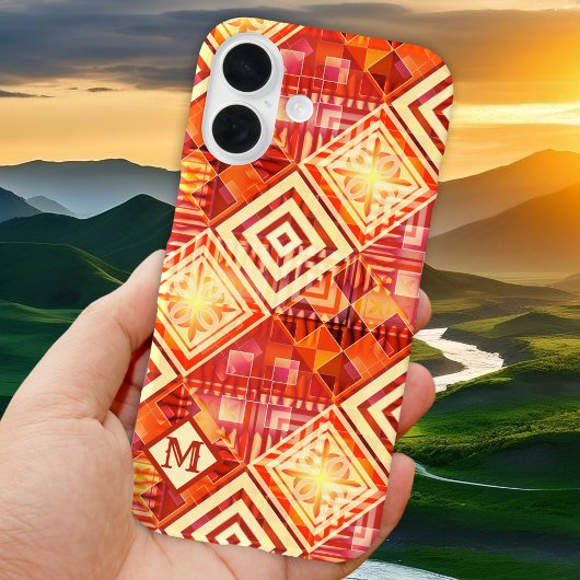 Abstract Monogram Geometrische Patroondraagtas Case-Mate iPhone Case