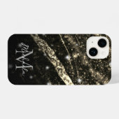 Abstract monogram goudfaux sparline zwart iPhone hoesje (Achterkant horizontaal)