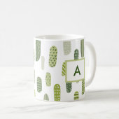 Abstract monogram groen pastel koffiemok (Voorkant rechts)
