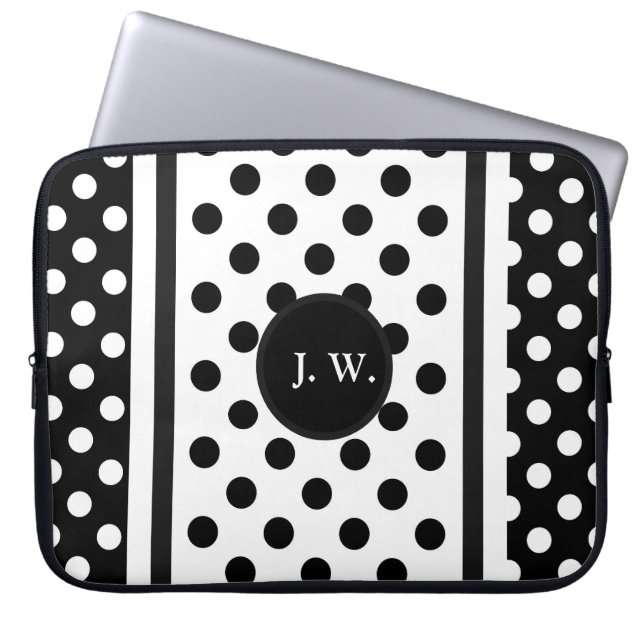 Abstract Monogram in Zwart en Wit Laptop Sleeve (Voorkant)