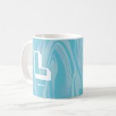 Abstract Monogram Naam Marmer Blauw Koffiemok (Voorkant links)