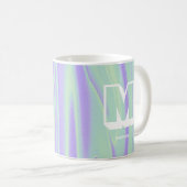 Abstract Monogram Naam Marmer Paarse Groen Koffiemok (Voorkant rechts)