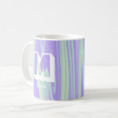 Abstract Monogram Naam Marmer Paarse Groen Koffiemok (Voorkant links)