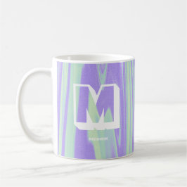Abstract Monogram Naam Marmer Paarse Groen Koffiemok