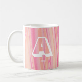 Abstract Monogram Naam Marmeren Roos Roze Koffiemok