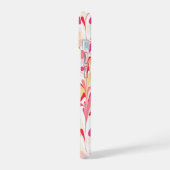 Abstract monogram patroon roze marmer retro iPhone 15 case (Linkerkant)