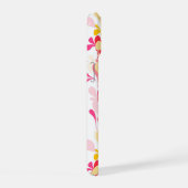 Abstract monogram patroon roze marmer retro iPhone 15 case (Rechterkant)