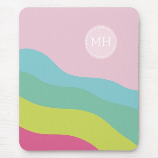 Abstract monogram regenboog trendy kleurrijk muismat (Voorkant)