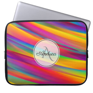 Abstract monogram regenbooggradiënt laptop sleeve