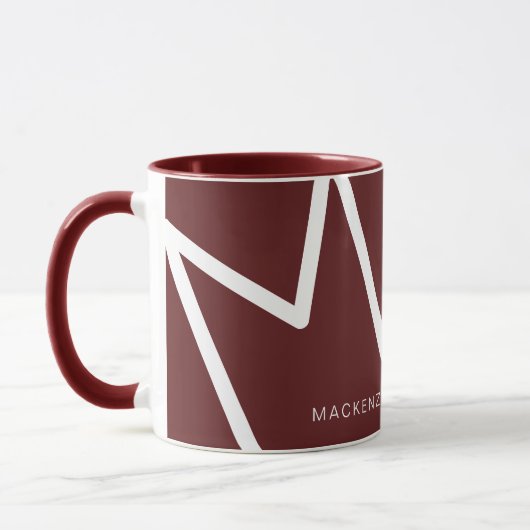 Abstract monogram rood en wit mok (Links)