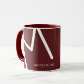 Abstract monogram rood en wit mok (Voorkant links)
