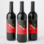 Abstract  monogram rood en zwart wijn etiket (Flessen)