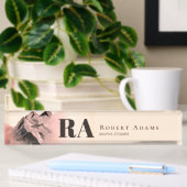 Abstract monogram roos Gold Waterverf Naambordje