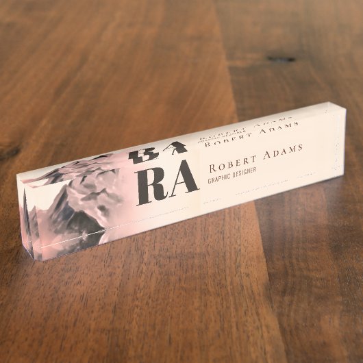 Abstract monogram roos Gold Waterverf Naambordje (Zijkant)