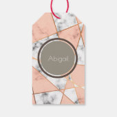 Abstract monogram roze en Faux Gold Cadeaulabel (Achterkant)