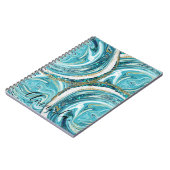 Abstract monogram Turquoise Blue en Gold Marble Notitieboek (Linkerzijde)