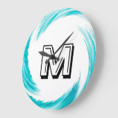 Abstract Monogram Turquoise Swirl Grote Klok (Hoek)