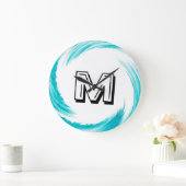 Abstract Monogram Turquoise Swirl Grote Klok (Huis)