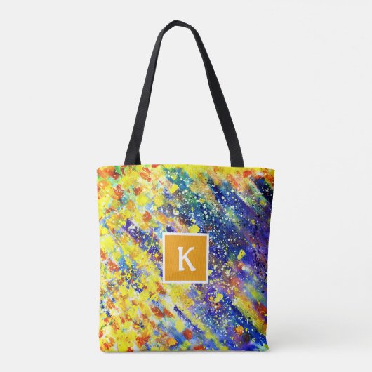 Abstract monogram voor Bright Vette kleuren Tote Bag (Achterkant)