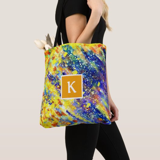 Abstract monogram voor Bright Vette kleuren Tote Bag (Dichtbij)