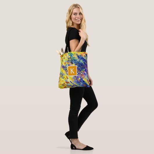 Abstract monogram voor Bright Vette kleuren Tote Bag