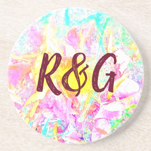 Abstract monogram zandsteen onderzetter (Voorkant)