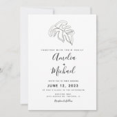 Abstract monstera handschrift met botanisch huweli kaart (Voorkant)