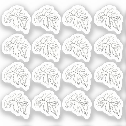 Abstract Monstera Leaf Black White Sticker (Voorkant)