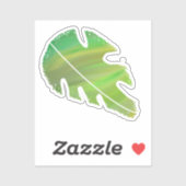 Abstract Monstera Leaf Liquid Green Sticker (Vel)
