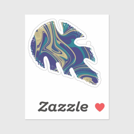 Abstract Monstera Leaf Liquid Marble Sticker (Vel)