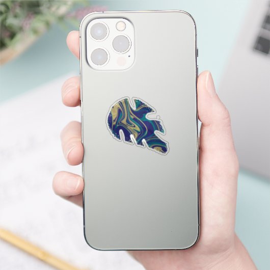 Abstract Monstera Leaf Liquid Marble Sticker (Telefoon)