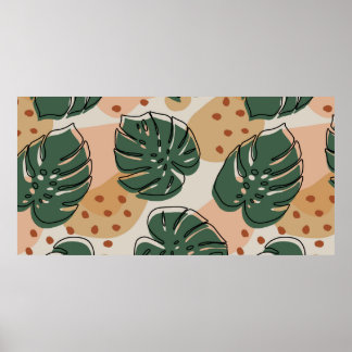 Abstract monstera-patroon. Moderne naadloze pa Poster