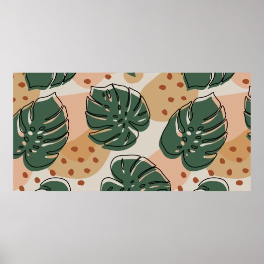 Abstract monstera-patroon. Moderne naadloze pa Poster (Voorkant)