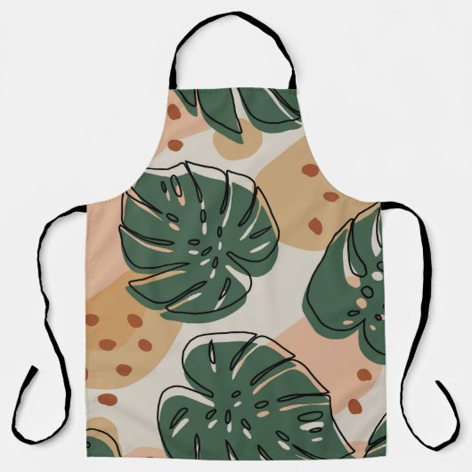Abstract monstera-patroon. Moderne naadloze pa Schort (Voorkant)