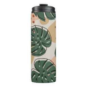 Abstract monstera-patroon. Moderne naadloze pa Thermosbeker
