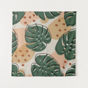 Abstract monstera-patroon. Moderne naadloze pa Wandkleed
