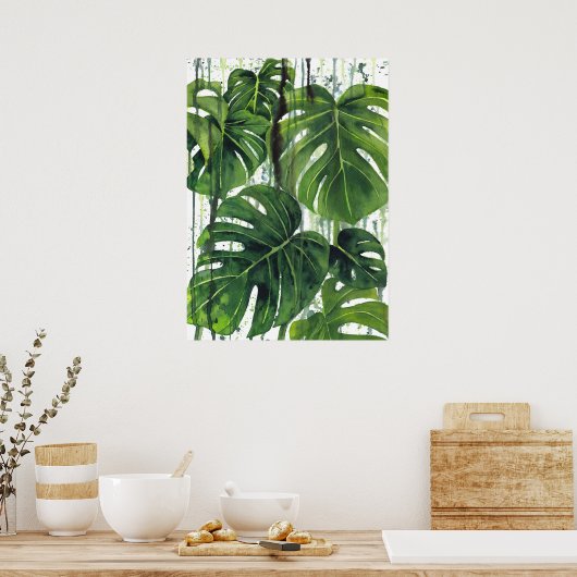 Abstract Monstera Plant 3 Poster (Keuken)