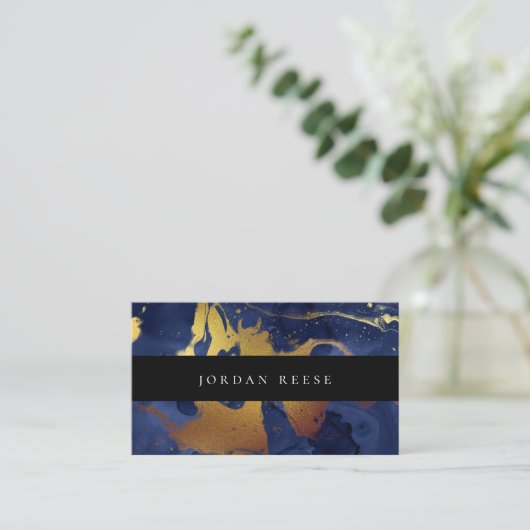 Abstract Moody Blue Metallic Visitekaartje (Staand voorkant)