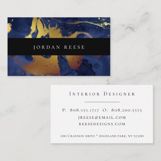 Abstract Moody Blue Metallic Visitekaartje (Voorkant / Achterkant)