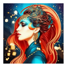  abstract mooi blauwgroen rood vrouw 3