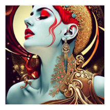  abstract mooi blauwgroen rood vrouw