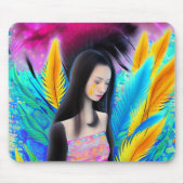 Abstract mooi maar triest aziatisch meisje kleurri muismat (Voorkant)